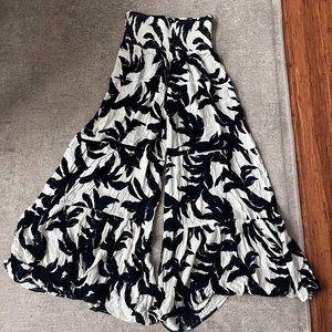 Elan Black Leaf Palazzo Pant